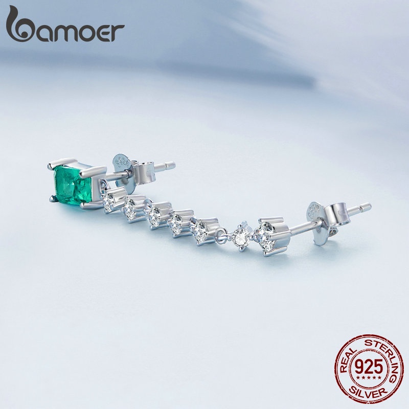 BAMOER 1 Đôi Bông Tai Bạc s925 Đính Đá zircon Thời Trang Cho Nữ