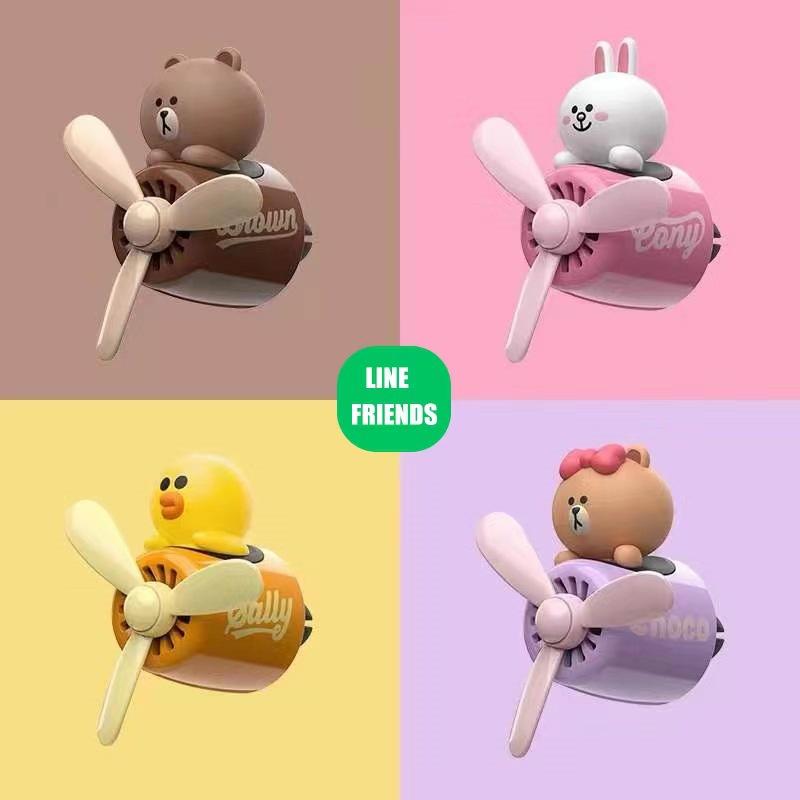 [Hàng Có Sẵn] Quạt Xoay Khuếch Tán Hương Thơm Gắn Lỗ Thông Gió Xe Hơi Hình Gấu Nâu Linefriends