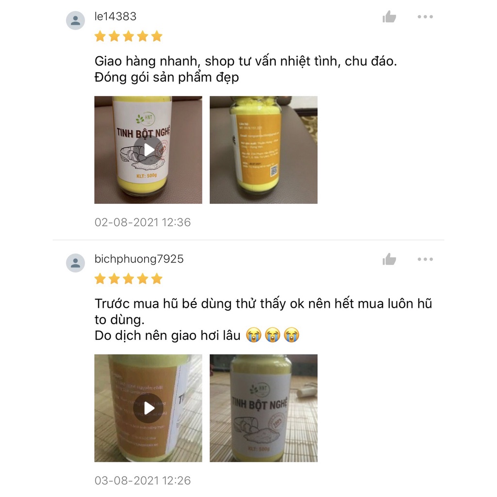 Ảnh Tinh bột nghệ nhiều curcumin HNT NATURAL PRODUCT TBN 500G 1