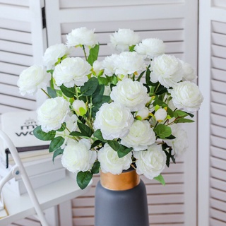 Combo 10 cành hoa giả - Hoa Hồng Lụa Lucas 65cm cành 2 bông 1 nụ decor nhà cửa, nội thất, cửa tiệm,...