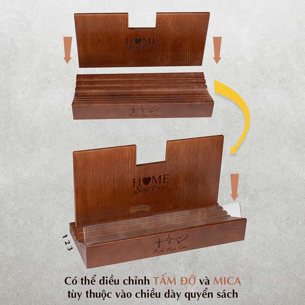 Giá Đỡ Đọc Sách Để Bàn Đến 1000 Trang hay Tự Điển, Kệ Đọc Tụng Kinh Gỗ NHATVYWOOD BH06