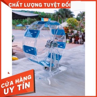 Wheel êm silent  cho hamster, sóc nhỏ 14cm siêu êm, xanh + trong suốt