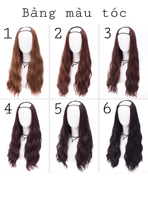 [HÀNG SIÊU CẤP] TÓC KẸP U NỬA ĐẦU SÓNG TRỤC BẢNG 6 MÀU DÀI 55-60CM