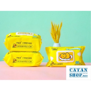 [Tặng thùng] Combo 10 gói giấy ướt con vịt vàng loại 80 tờ-hàng nội địa trung cao cấp,  giấy ướt B.Duck