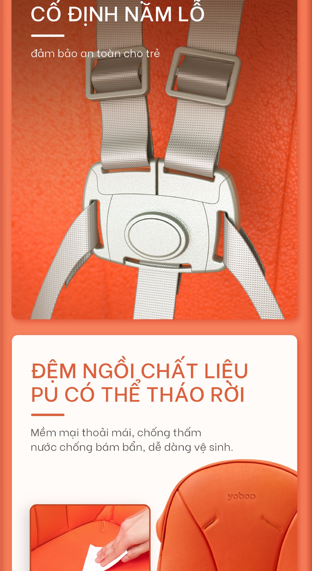 Mô tả Ghế ăn dặm cho bé Yoboo YB-0015 gồm khay ăn khay chứa đồ, điều chỉnh chiều cao ghế và độ rộng khay ăn - Hàng chính hãng - 5