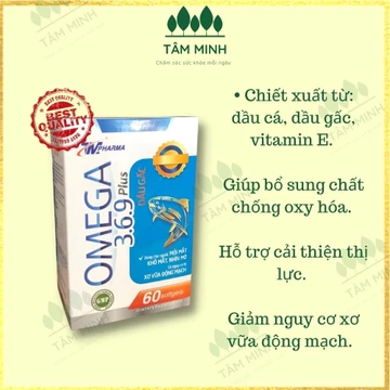 Bổ mắt OMEGA 3.6.9 PLUS, lọ 60 viên uống bổ mắt chính hãng omega dầu cá dầu gấc vitamin E chống oxy hoá mắt sáng khoẻ