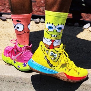 Irving 5 SpongeBob SquarePants Bạch Tuộc Anh Trai Pie Daxing Năm Phối Màu Phù Hợp Với Tất Bóng Rổ Nam Nữ Giữa Cắt Hợp Thời Trang Tất Sinh Viên Hoạt Hình