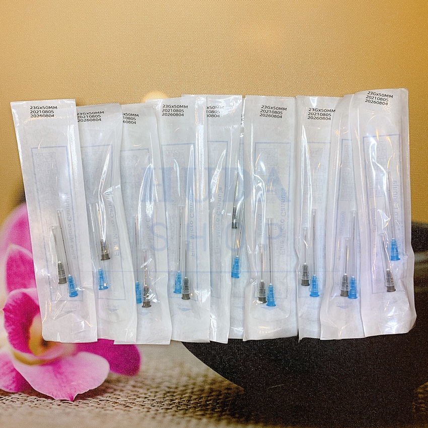 Kim đầu tù tiêm Filler HA cấy mỡ có sẵn kim mồi TIME MACHINE Cannula 23G size 50mm cao cấp