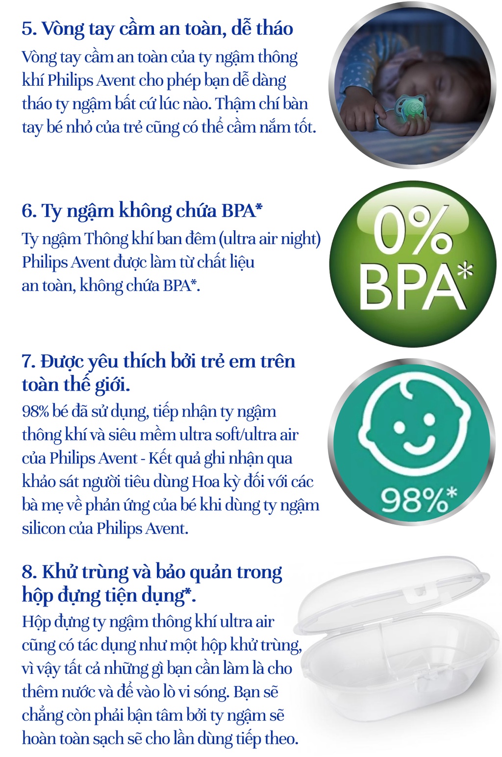 Mô tả Philips Avent núm ty ngậm ban đêm, vỉ đôi SCF376/10 SCF376/18 SCF376/19 SCF376/21 SCF376/13 - 3