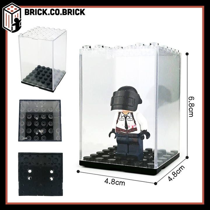Hộp mica đựng Nhân vật nhỏ trong suốt đế đen- kính dày- loại nhỏ đựng 1 Nhân vật nhỏ