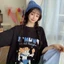 Áo thun tay lỡ dáng rộng unisex màu đen kem trắng - đùi gà