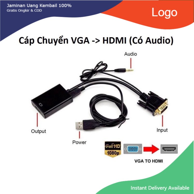 Vga To Hdmi, Cáp Chuyển Đổi VGA Sang HDMI Có Âm Thanh Kèm Dây Micro Usb ...