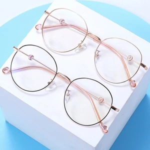 Kính giả cận nam nữ mắt tròn chống tia UV gọng kính kèm hạt cute thời trang phong cách Hàn Quốc HANASO 028