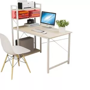 Bàn Gỗ Khung Thép Kèm giá 2 Tầng