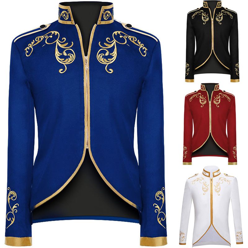 Regal Men Palace Prince Gold Thêu Blazer Slim Fit Áo khoác lý tưởng Váy lạ mắt cho
