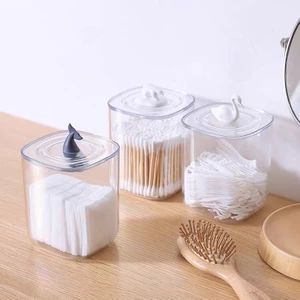 Hộp đựng bông tẩy trang trong suốt nắp gắn hình dễ thương