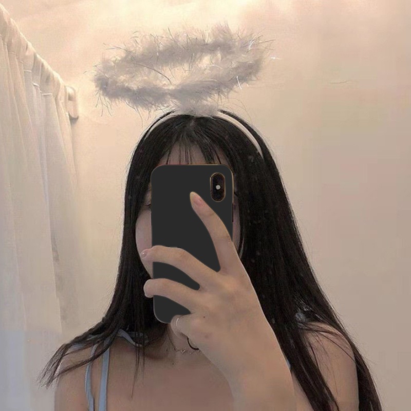 Cài tóc đính lông vũ kiểu thiên thần dùng hóa trang Halloween