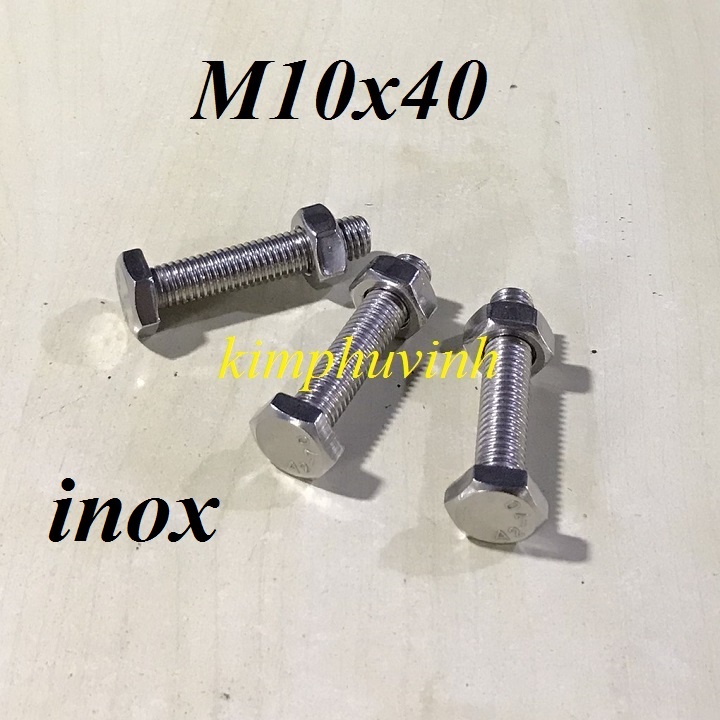5 BỘ - M10x40mm BULONG INOX - BULON INOX 10li - ỐC INOX 10li | Shopee ...