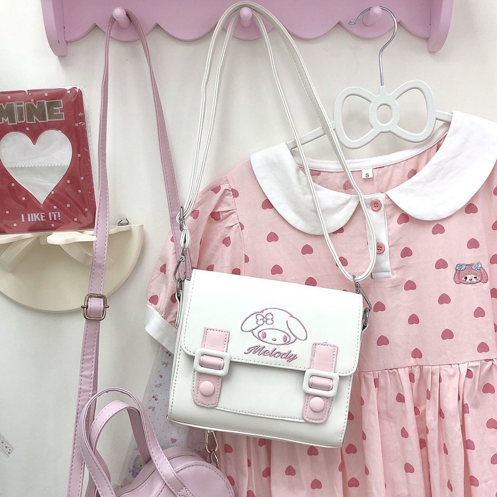 SANRIO Túi Đeo Chéo Thêu Họa Tiết Hoạt Hình Dễ Thương Cho Nữ