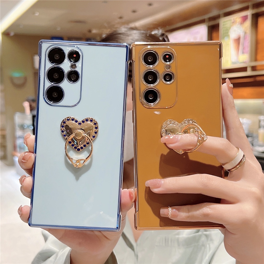 Mạ Nhẫn Trái Tim Tình Yêu Dành Cho Samsung Galaxy A55 A35 A24 A25 A15 A14 A13 5G A54 A53 A52 A34 A23 A52 A33 A12 Vỏ Điện Thoại Silicon Đứng