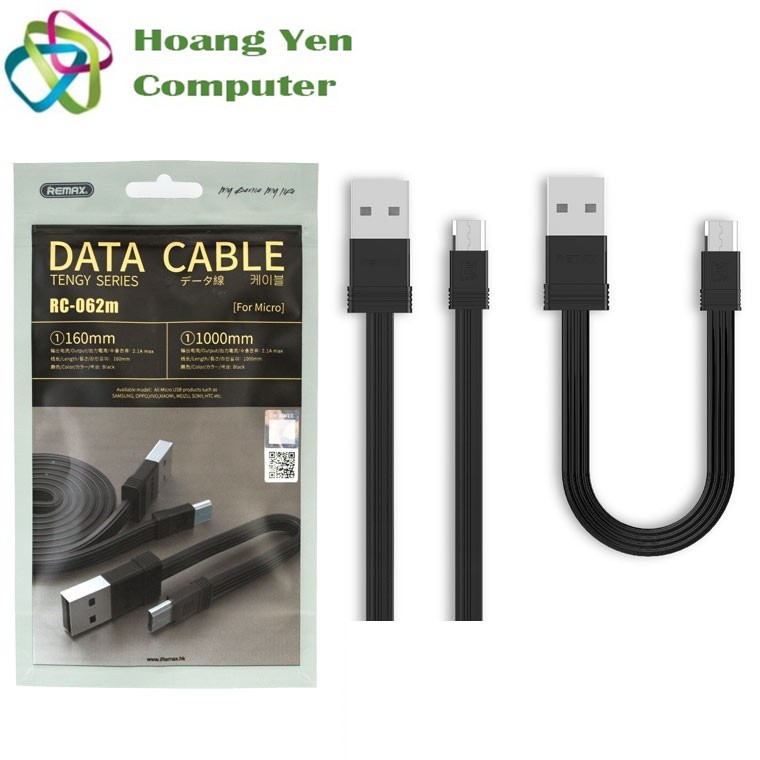 Bộ 2 Cáp Sạc MICRO USB Remax RC-062M 1m và 16cm - BH 6 Tháng 1 đổi 1 - Hoàng Yến Computer