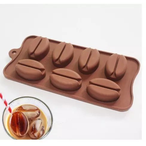 Khuôn silicon 7/55 ô tạo hình hạt cà phê độc đáo dùng trang trí bánh kem