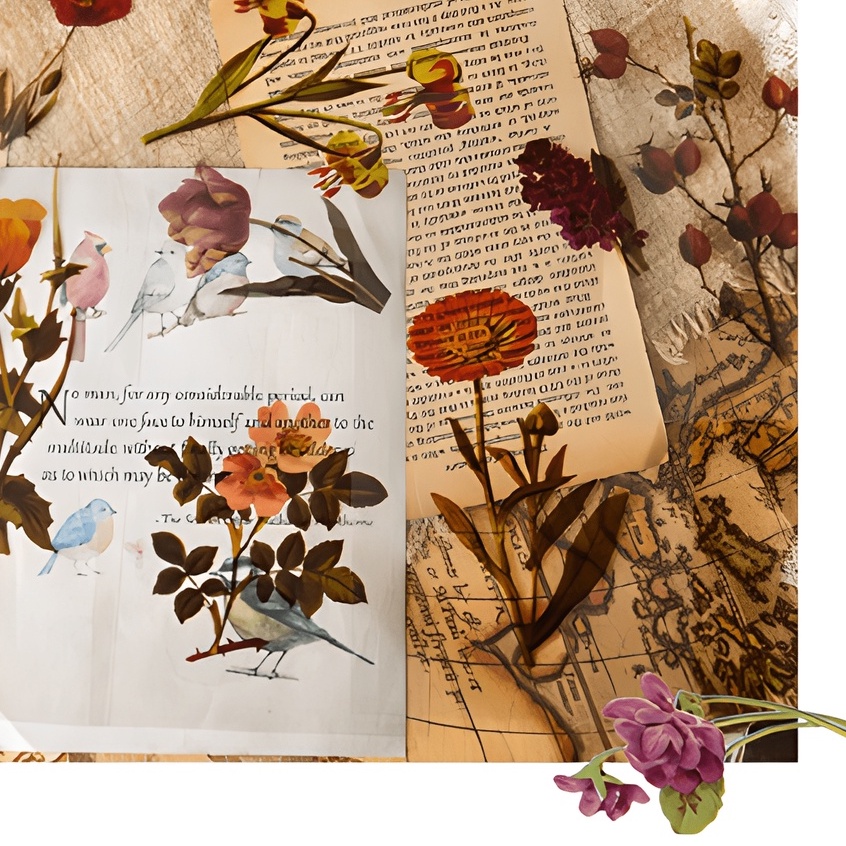 Sticker trong suốt dán sổ vintage set 7 miếng dán HD243-K57 DIY Crafts, Scrapbook, Journal, Diary, Planner, Wal Seal Ect