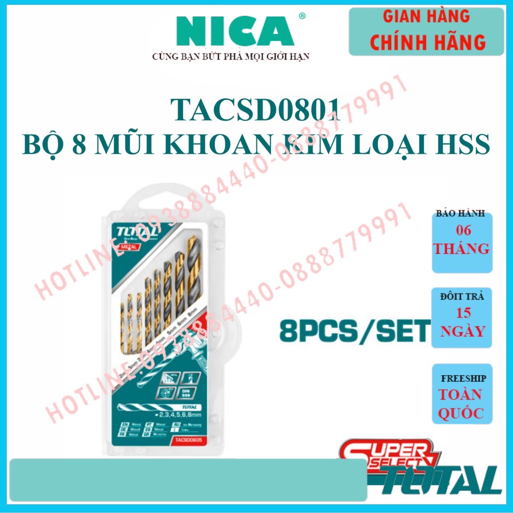 Bộ 8 mũi khoan kim loại HSS total TACSD0801 | Shopee Việt Nam