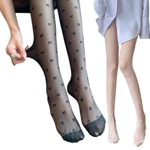 Exhila Nữ Mùa Hè Mỏng Co Giãn Quần Dễ Thương Nơ Jacquard Nhìn Xuyên Qua Quần Vớ Chắc Chắn Slim Đảng Clubwear