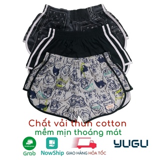 Quần đùi nữ mặc nhà, quần short thể thao 3 sọc thun cotton co dãn, thoáng mát phù hợp mặc nhà, đi dạo, tập gym 40kg-80kg