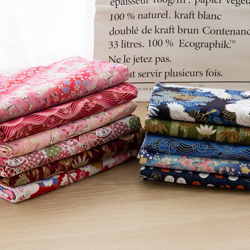 Vải cotton bằng đồng Vải in hình Nhật Bản cho Kimono Vật liệu may tay tại nhà 50x145cm TJ1023