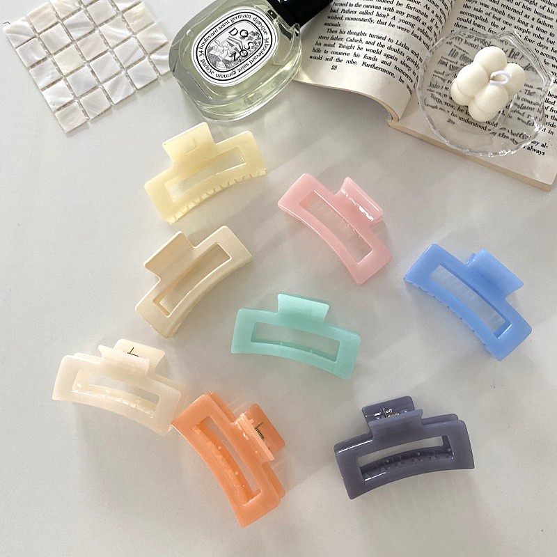 Kẹp Tóc Nhựa Trong Hình Chữ Nhật Acrylic Hàn Quốc