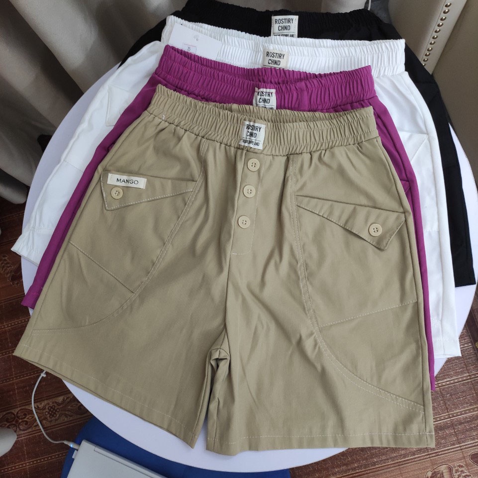 Quần short nữ kaki 3 cúc, quần đùi co giãn tốt mẫu mới đẹp trẻ trung có BIG SIZE 80KG