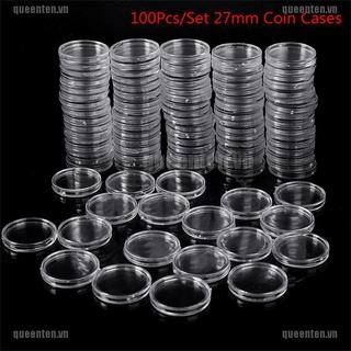 Set 100 hộp đựng tiền xu 27mm hình tròn trưng bày