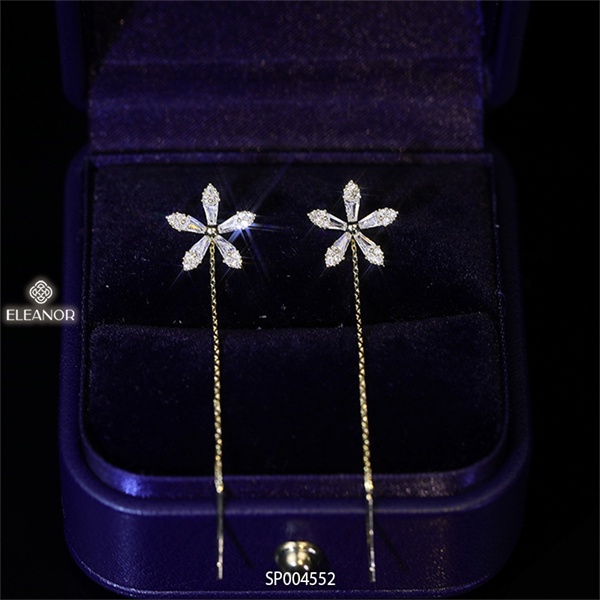 Bông tai nữ đính đá dáng thả Eleanor Accessories khuyên tai hình hoa phụ kiện trang sức 4552