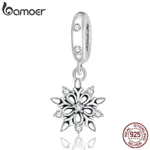 Hạt Pha Charm Hình Bông Tuyết Bamoer SCC1649 Làm Từ Bạc Thật 925 Làm Trang Sức Vòng Tay DIY