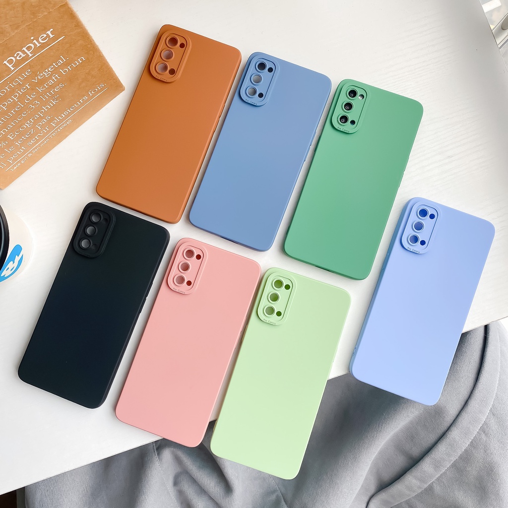 Ốp điện thoại viền vuông màu trơn chống sốc cho OPPO A38 A18 A16 A16s A15 A15s A74 A95 A54 A55 A72 A52 A72 A53 A33 A32 A12 A5s 4G 5G 2026