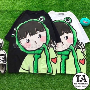 Áo thun in chuyển nhiệt cao cấp - Áo from rộng tay lỡ Unisex - Nhiều mẫu hoạt hình hoạt tiết dễ thương Freesize 38-65kg