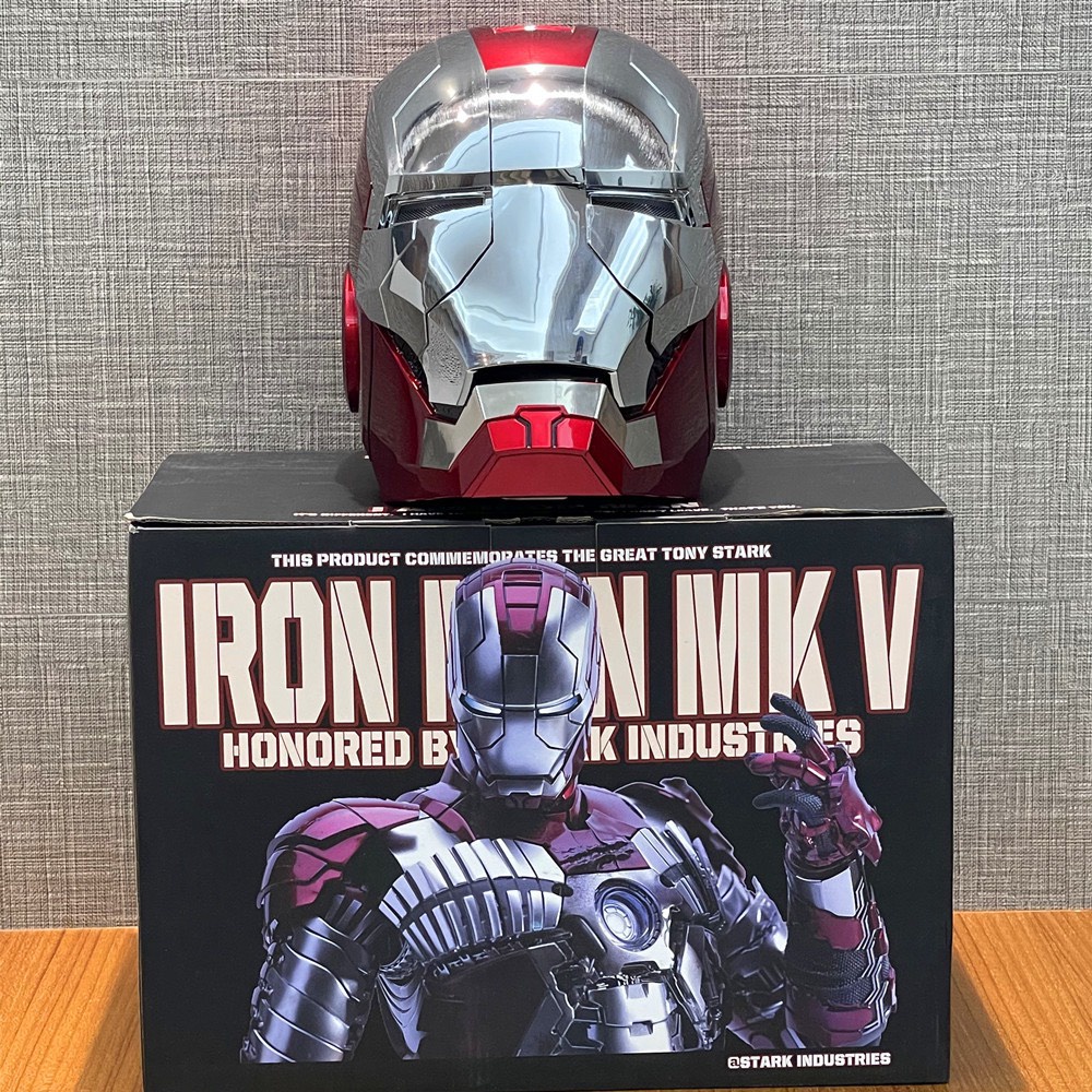 Mũ Iron Man tỉ lệ 1-1, MK5, Đóng mở bằng điện, Điều khiển bằng giọng nói, Mũ Nhiều Mảnh, Siêu phẩm nhập vai