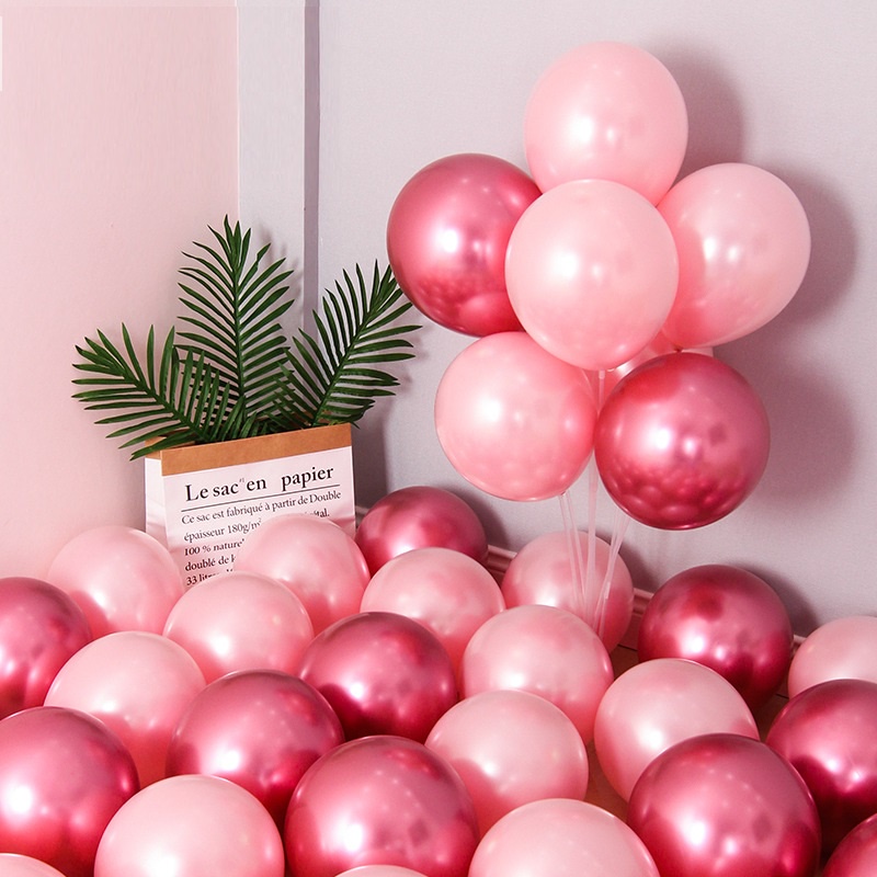 Set 50 bóng tròn siêu nhũ Chrome trang trí sinh nhật đám cưới phòng cưới - Kemshop K89