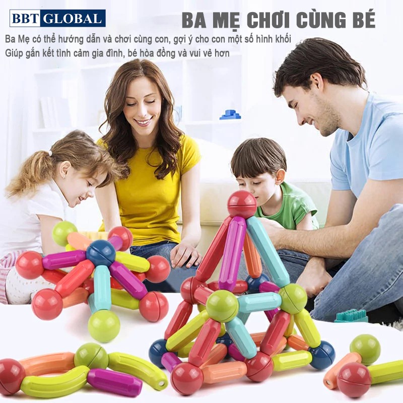 Mô tả Tặng hộp nhựa- Đồ chơi xếp hình nam châm thông minh đa dạng màu sắc 130 chi tiết - 8