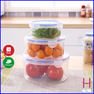 Bộ 3 hộp tròn bảo quản thực phẩm Việt Nhật 6536,bộ 3 hộp tròn có nắp gài đựng thức ăn an toàn tiện dụng  ( H )