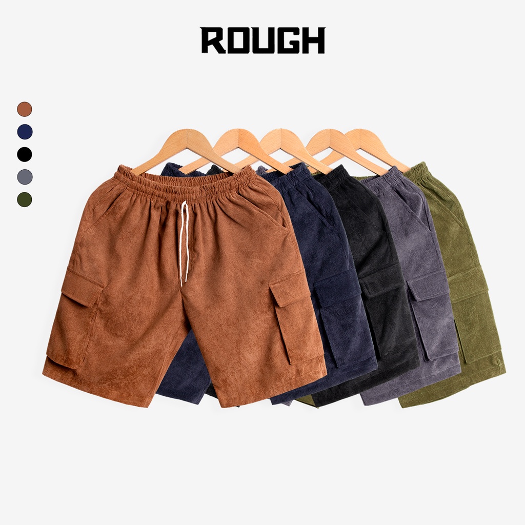Quần Short Đùi Túi Hộp Nhung Tăm Nam ROUGH 5 Màu Trẻ Trung, Cá Tính