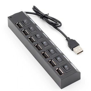 Hub usb chia 1 ra 7 cổng usb có đèn - hub usb 4 port 01 - MÀU ĐEN