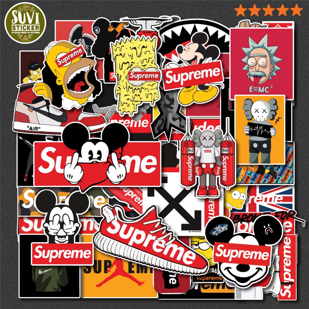 50 Sticker Superme chống nước sticker dán mũ bảo hiểm, laptop, điện ...