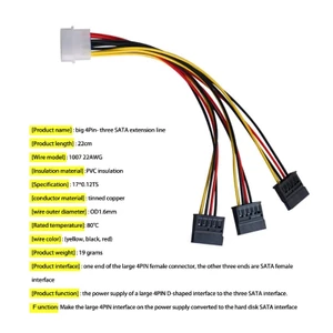BTF 1 4 Pin IDE Sang 3 Bộ Chia Nguồn Kết Nối Cáp Nối Dài Kết Nối Máy Tính Và Cắm Dây HDD