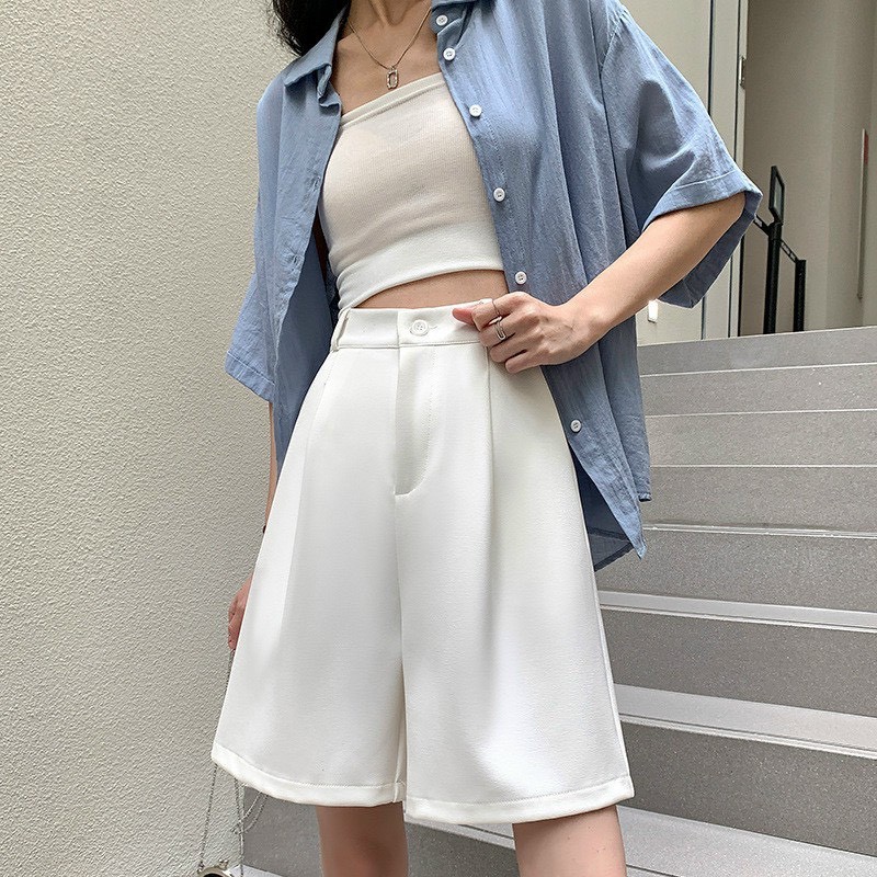 Quần Short Cạp Cao Quần Short Ống Rộng Dáng Lửng Ulzzang Siêu Xinh 228