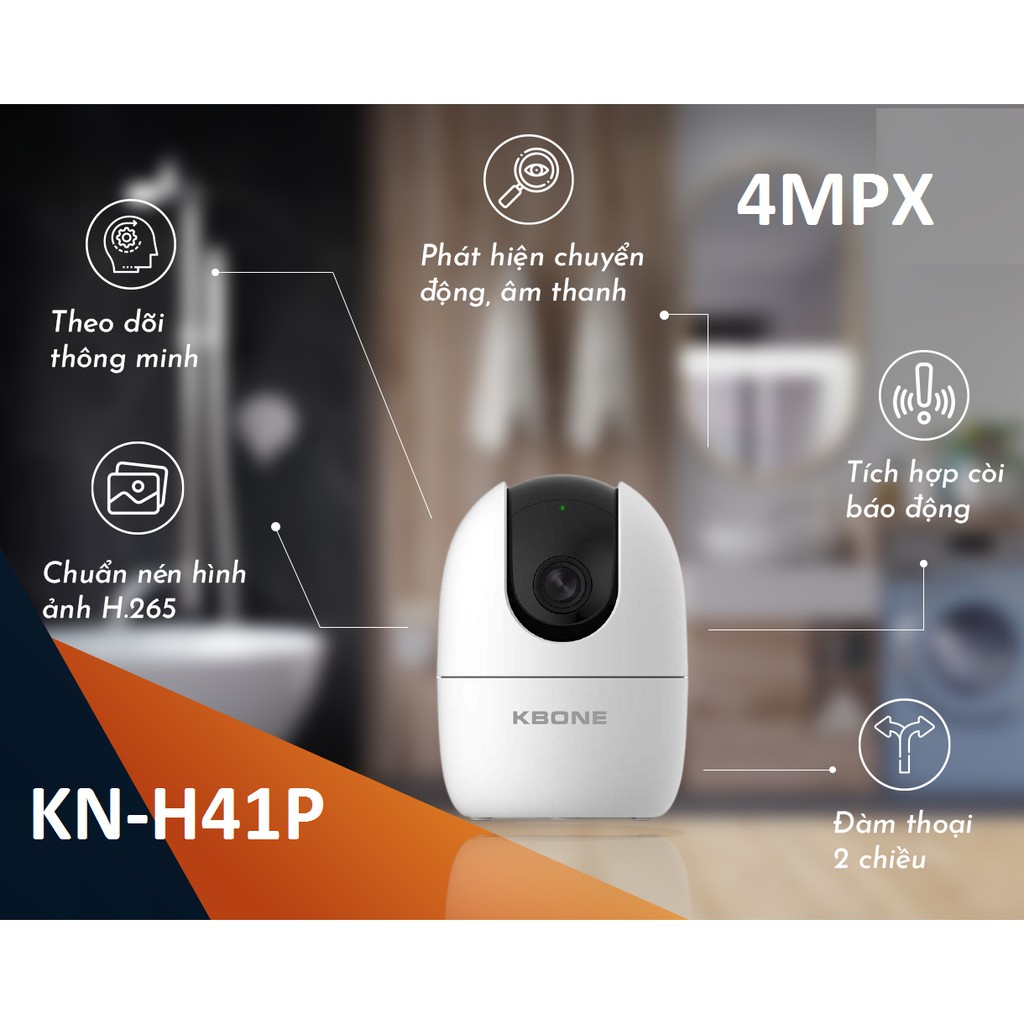 Camera IP WIFI xoay 360,quay quét 4M 2M KBONE H21P 1080p,KBONE H41P 4M ...