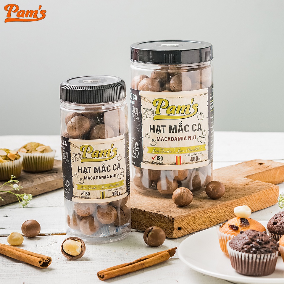 COMBO Giàu Omega3 - Hạt Macca Nhập Khẩu Úc 480g/hũ + Hạt Dẻ Cười Nhập Khẩu Mỹ 250g/hũ Pams