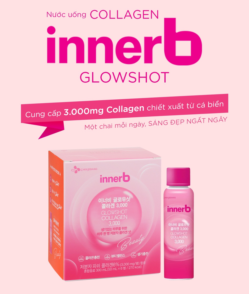 Mô tả Combo giữ ẩm da sáng mịn InnerB Aqua Rich DoubleUp & 4 hộp Collagen InnerB Glowshot - 4
